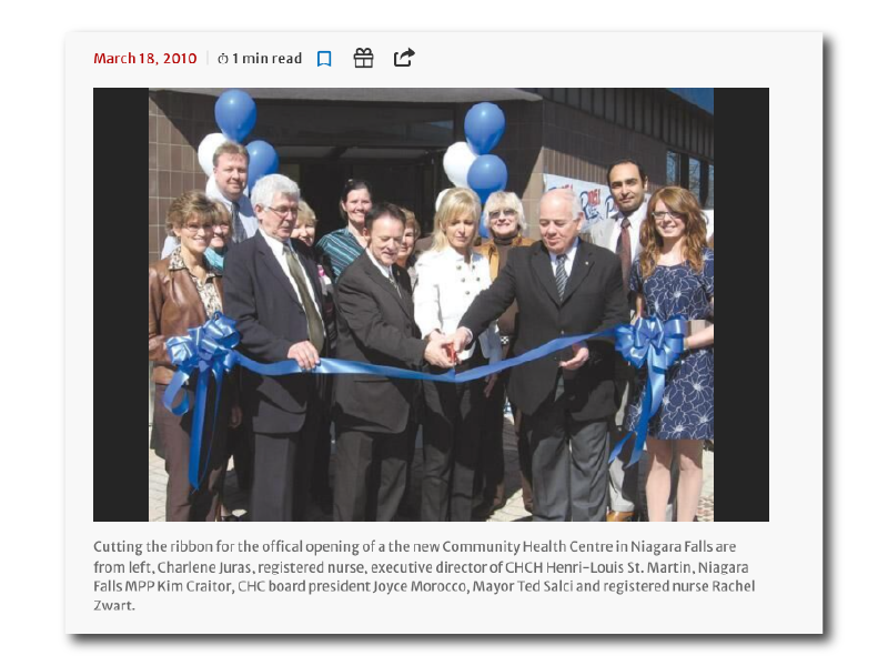 Cutting the ribbon for the official opening of the new Community Health Center in Niagara Falls
